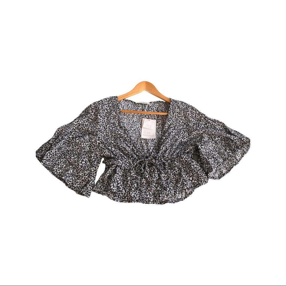 Printed shirt with front tie detail